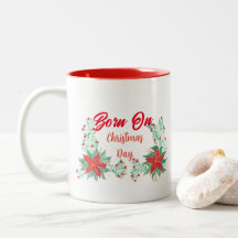 Taza de dos tonos roja y blanca nacida el día de N