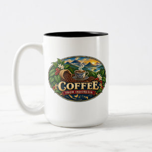 Bicolor Taza de dos tonos vintage de café de Indonesia