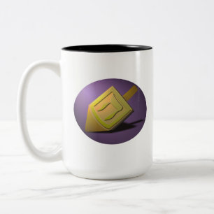 Bicolor Taza de Dreidel de Chanukah