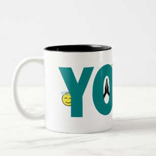 Bicolor Taza de Emoji de Yoga