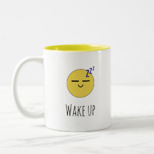 Bicolor Taza de Emoji Durmiente "Despierta"