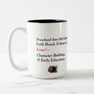 Bicolor Taza de encargo del diseño de la escuela católic