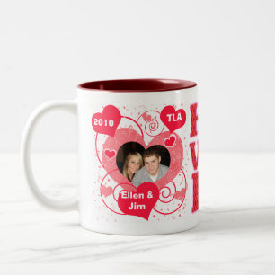 Bicolor Taza de encargo del el día de San Valentín