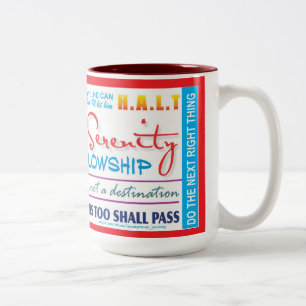 Bicolor taza de eslóganes de recuperación de 12 pasos 25z-