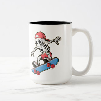 Bicolor Taza de esqueleto patinando