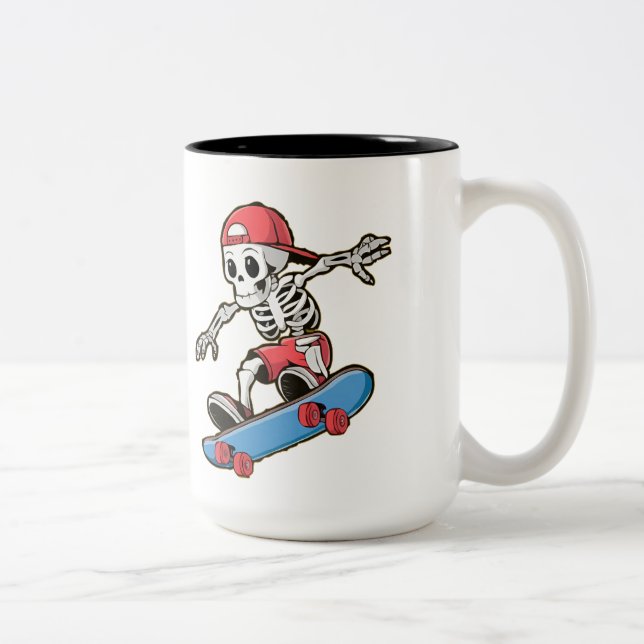 Bicolor Taza de esqueleto patinando (Derecha)