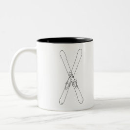 Bicolor Taza de esquís cruzados con arte de línea
