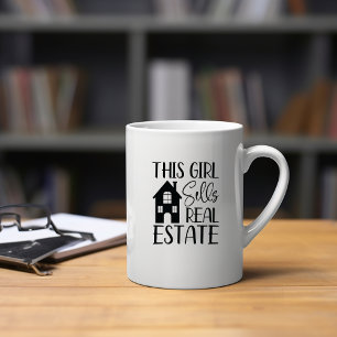Bicolor Taza de esta chica vende bienes raíces