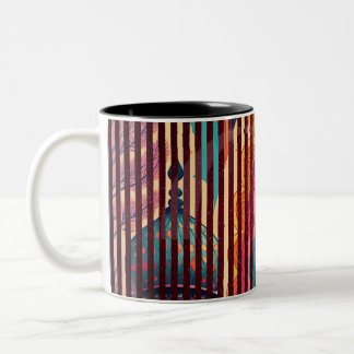 Bicolor Taza de fantasía a rayas con diseño de cúpula – Pe