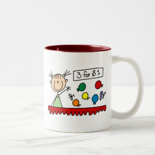 Bicolor Taza de figura de palo 3 por $1 de la feria