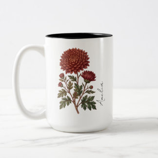 Bicolor Taza de flor personalizada del mes de nacimiento d