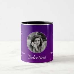 Bicolor Taza de foto con rasgos personalizados del símbolo