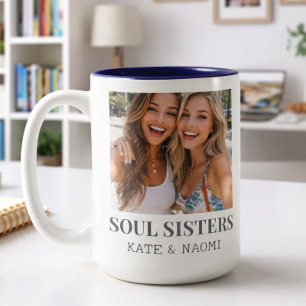 Bicolor Taza de Foto de Hermanas del Alma Personalizadas B