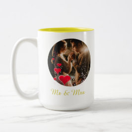 Bicolor Taza de Foto de Pájaros del Amor Sr Sra