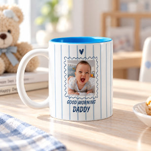 Bicolor Taza de Foto Personalizada de Buenos Días Papá de