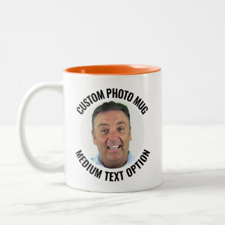 Bicolor Taza de Foto Personalizada de Texto Mediano NARANJ