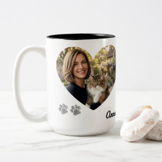 Bicolor Taza de Foto Personalizada Mamá Gata con Nombre Pe