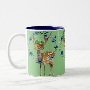 Bicolor Taza de frutas de ciervo floral