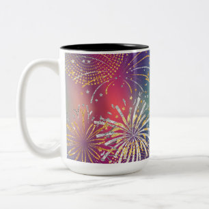 Bicolor Taza de fuegos artificiales ilustrada
