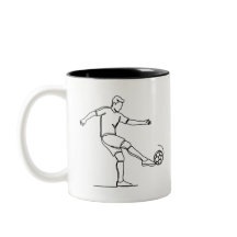Taza de fútbol con jugador de fútbol en línea artí