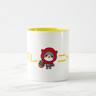 Bicolor Taza de Ganbare Japón - gatito