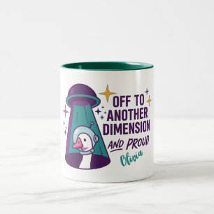 Bicolor Taza de ganso OVNI personalizada, regalo divertido