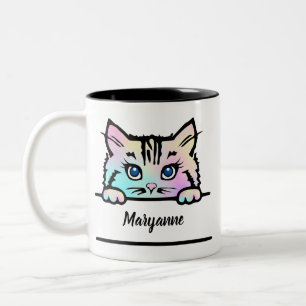Bicolor Taza de gatito Tie Dye