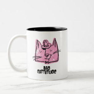 Bicolor Taza de gato divertida y sarcástica con mala actit