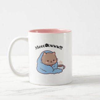 Bicolor Taza de gato lindo 