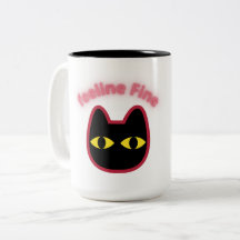 Taza de gato negro "feeline Fine" con broma