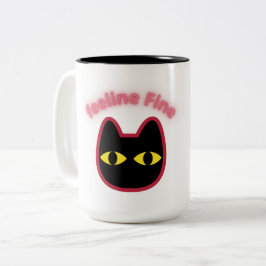 Bicolor Taza de gato negro "feeline Fine" con broma