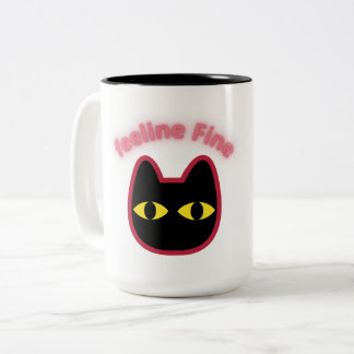 Bicolor Taza de gato negro "feeline Fine" con broma