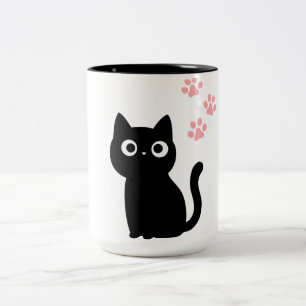 Bicolor Taza de gato negro lindo   Café para amantes de ga