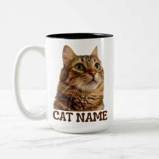 Bicolor Taza de gato personalizada con foto | Nombre de ga