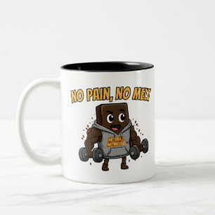 Bicolor Taza de gimnasio de chocolate divertida "No Pain, 