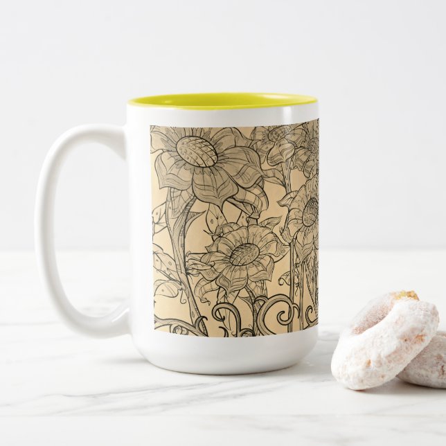 Bicolor Taza de girasol (Con donut)