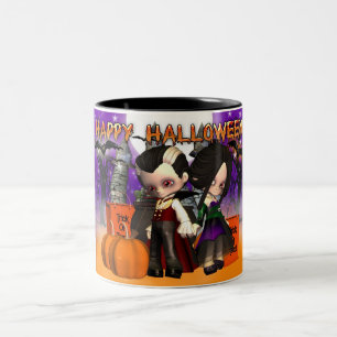 Bicolor Taza de Halloween con dos niños del vampiro
