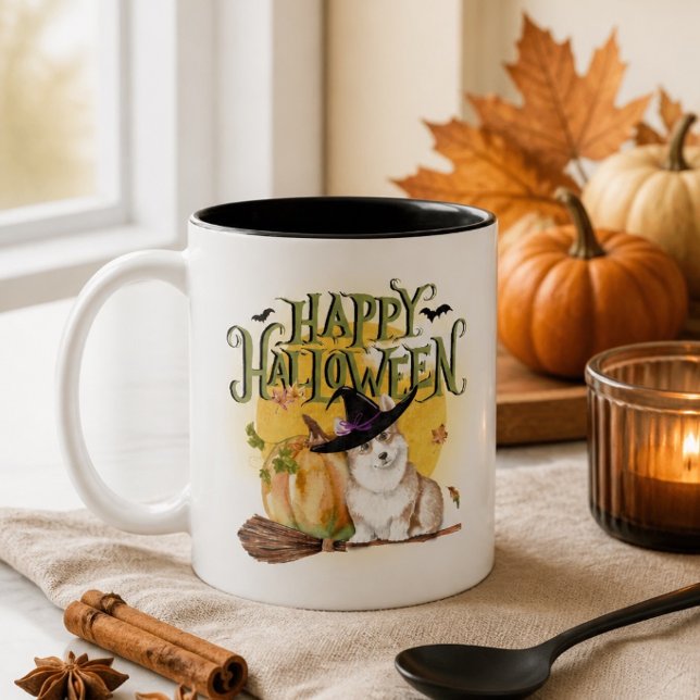 Bicolor Taza de Halloween de Corgi (Subido por el creador)