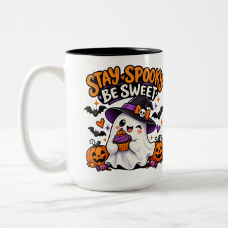 Bicolor Taza de Halloween de fantasma lindo y espeluznante