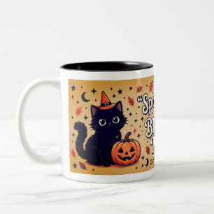 Bicolor Taza de Halloween de gato negro Spooky Sips