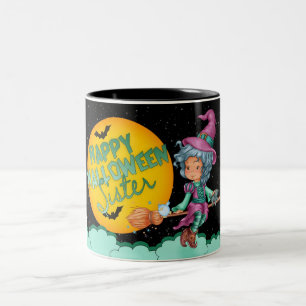 Bicolor taza de Halloween de la hermana con la pequeña