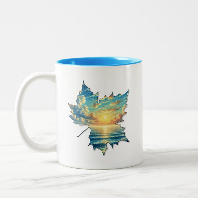 Bicolor Taza de hoja creativa para café o té (Izquierda)
