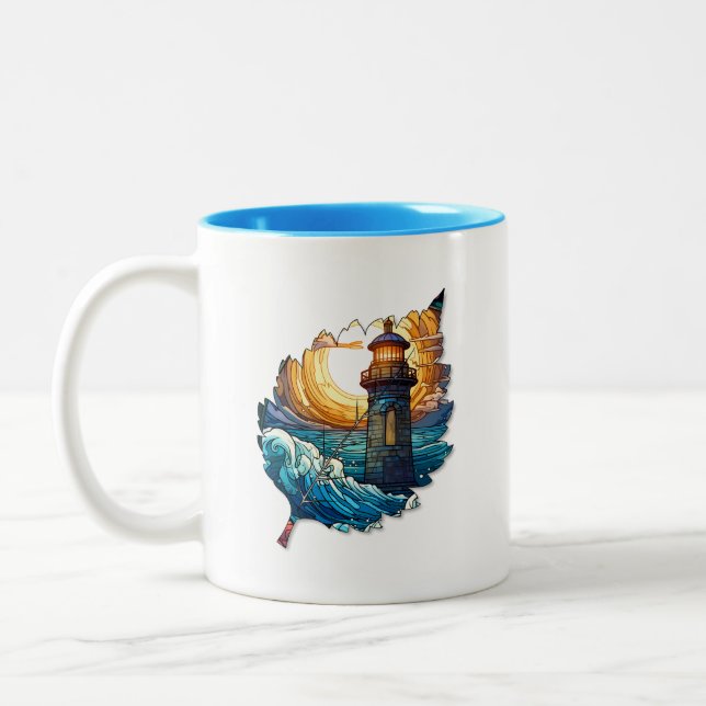 Bicolor Taza de hoja creativa para café o té (Izquierda)
