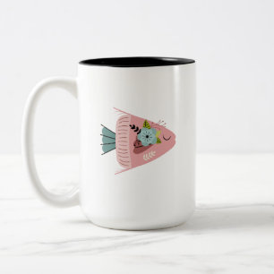 Bicolor Taza de ilustración de pez floral