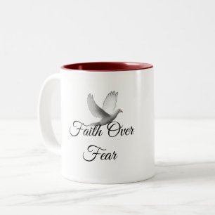 Bicolor Taza de inspiración cristiana "Fe sobre Miedo"