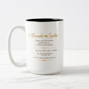 Bicolor Taza de invitación de boda de lujo personalizada