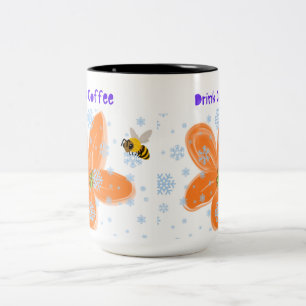 Bicolor Taza de jardín de abeja y floral – Abeja melífera