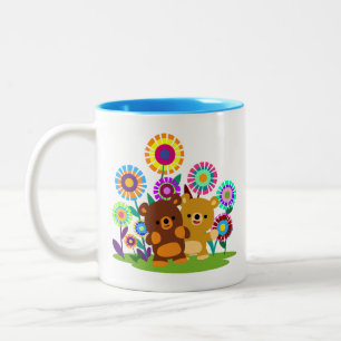 Bicolor Taza de jardín de osos de dibujos animados lindos