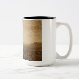 Bicolor Taza de jinete sepia vintage - Café de vaquero del