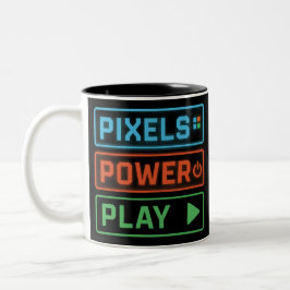 Bicolor Taza de juego – Pixels Power Play Taza de café neó
